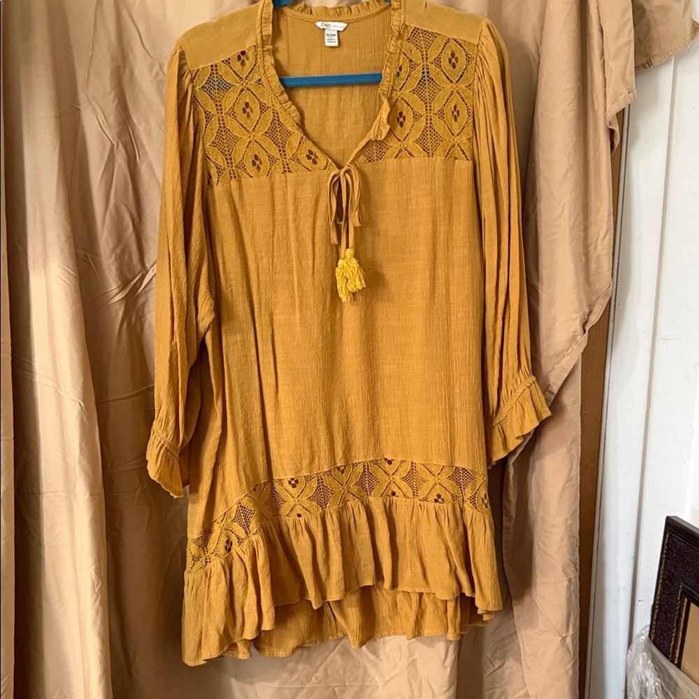 Cato Mustard Yellow Lace Tunic